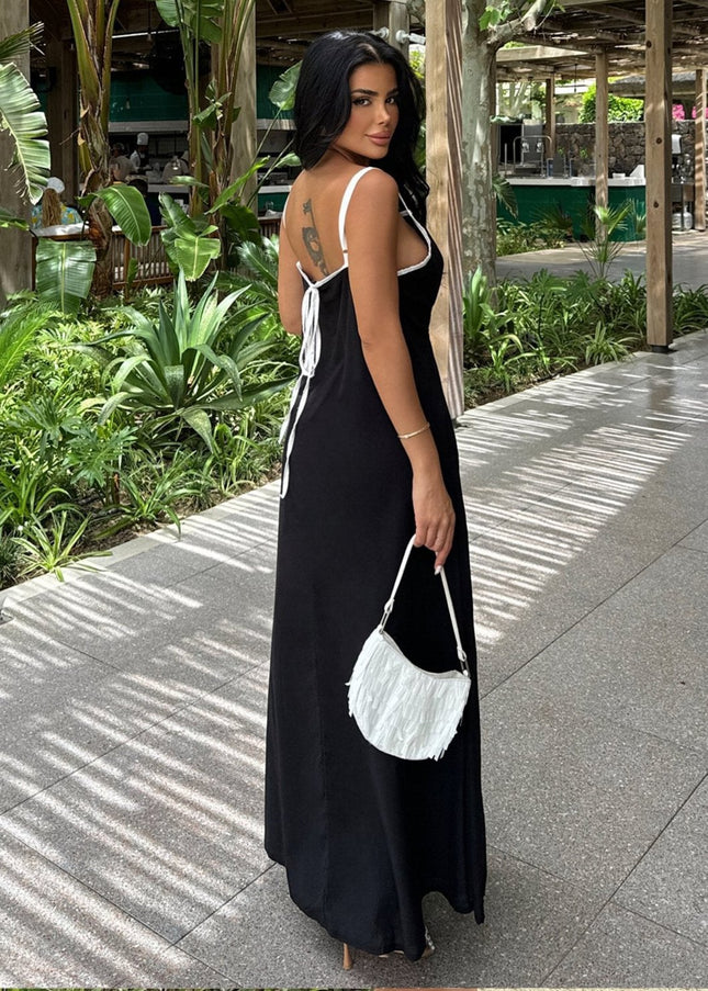 Halter Neck Black Long Amanda Dress