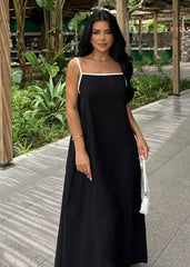 Gaiia Halter Neck Black Long Amanda Dress - Black