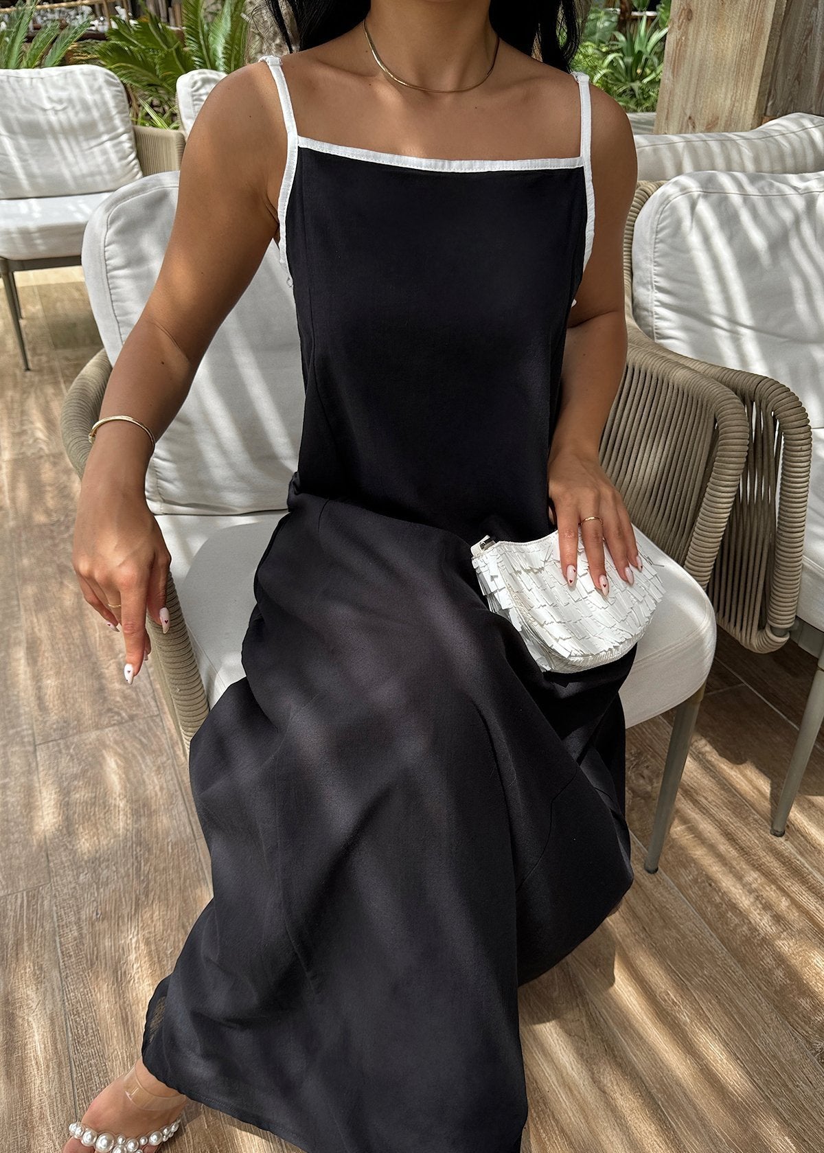 Gaiia Halter Neck Black Long Amanda Dress - Black