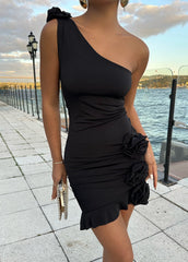 Gaiia Rose Detail Strapless Mini Dress