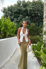 Gaiia 3D Flower Halter Neck Crop Tank Top