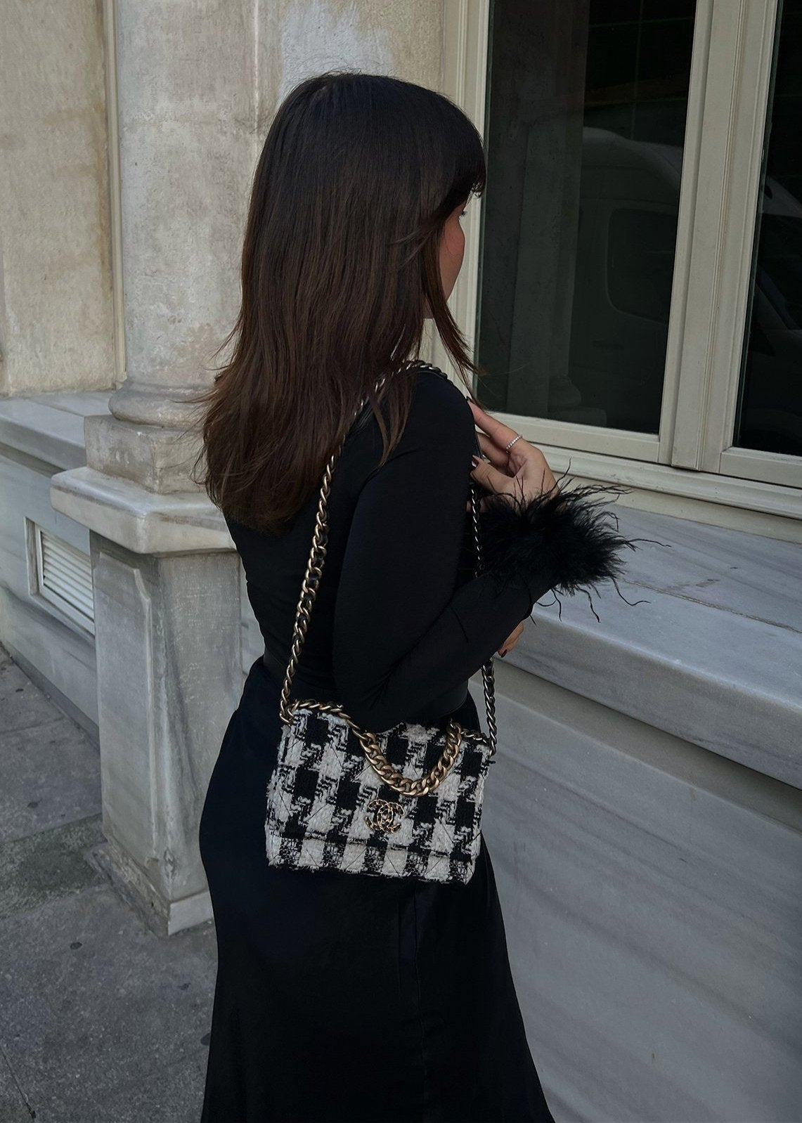 Gaiia Full Sleeves Feather Detail Crop Top - Black