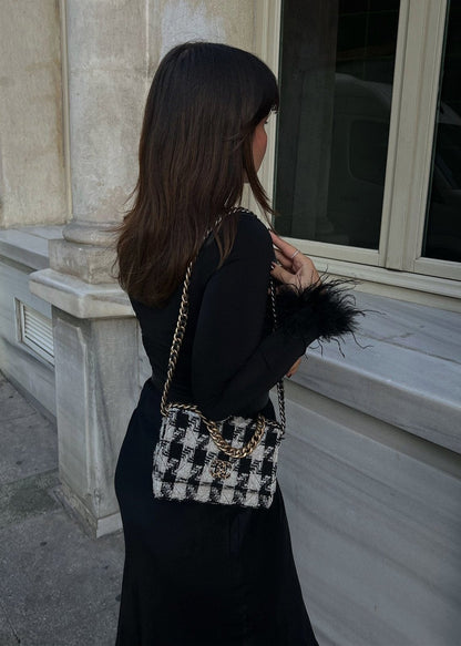 Gaiia Full Sleeves Feather Detail Crop Top - Black