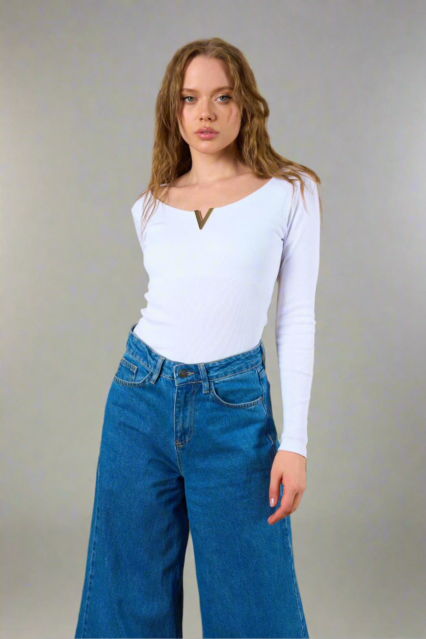 Boat Neck Long Sleeve Top