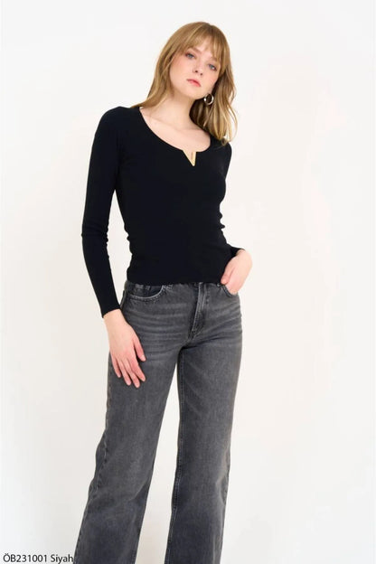 Gaiia Boat Neck Long Sleeve Top