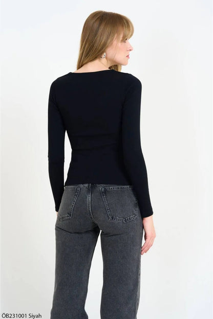 Gaiia Boat Neck Long Sleeve Top