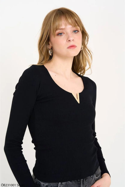 Gaiia Boat Neck Long Sleeve Top