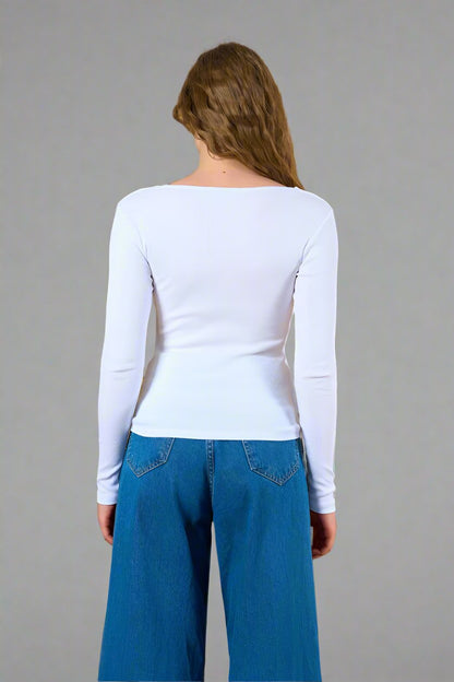 Gaiia Boat Neck Long Sleeve Top