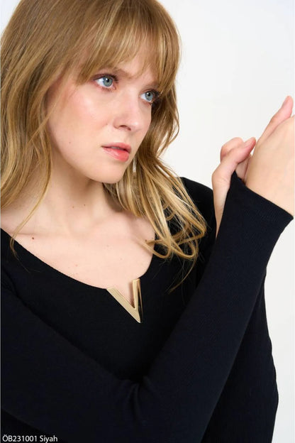 Gaiia Boat Neck Long Sleeve Top