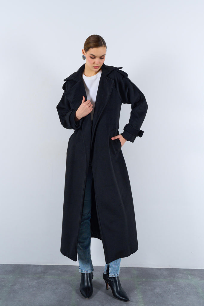 Oversized Belted Pocket Winter Coat