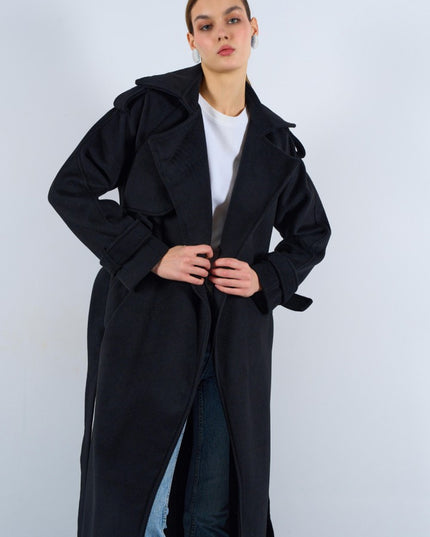 Oversized Belted Pocket Winter Coat