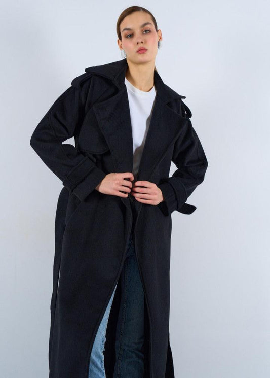 Oversized Belted Pocket Winter Coat