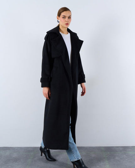 Oversized Belted Pocket Winter Coat