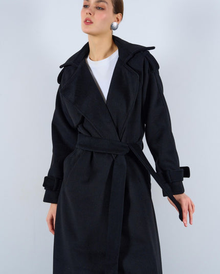 Oversized Belted Pocket Winter Coat