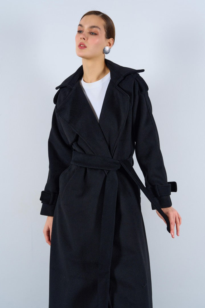 Gaiia Oversized Belted Pocket Winter Coat
