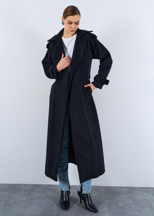 Oversized Belted Pocket Winter Coat