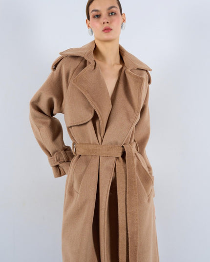 Oversized Belted Pocket Winter Coat