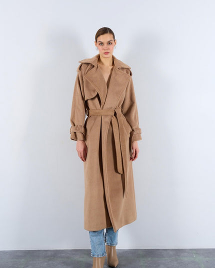 Oversized Belted Pocket Winter Coat