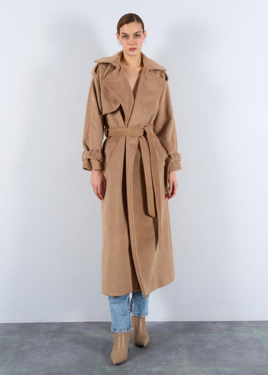 Gaiia Oversized Belted Pocket Winter Coat - GAIIA