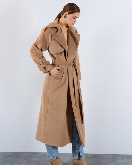 Oversized Belted Pocket Winter Coat