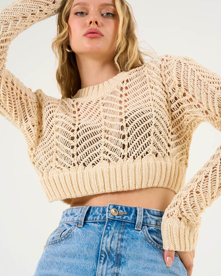 Openwork Knitwear Crop Sweater