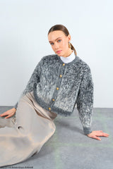 Gaiia Patterned Colorful Raised Knitwear Cardigan