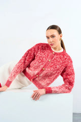 Gaiia Patterned Colorful Raised Knitwear Cardigan