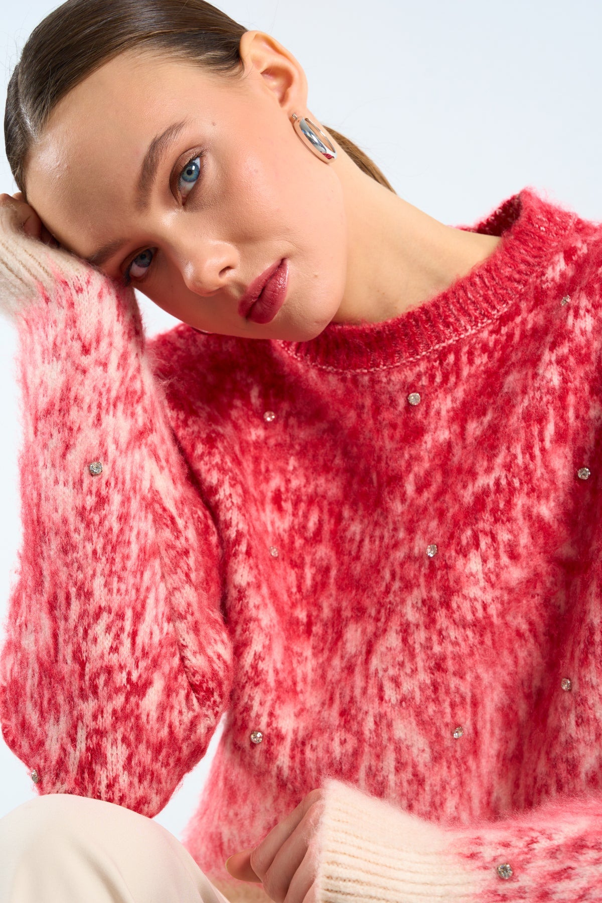 Gaiia Gradient Fuzzy Crewneck Sweater