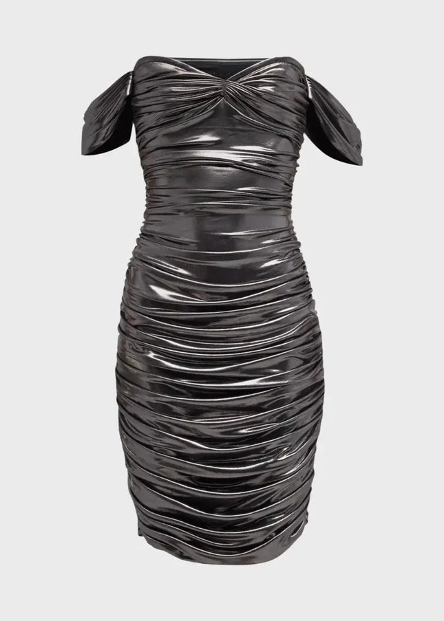 Metallized Draped Dress