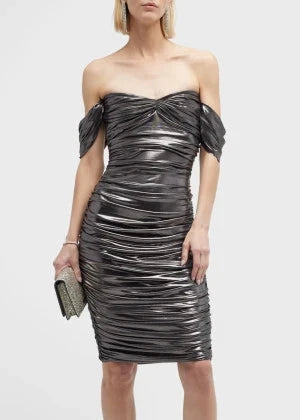 Metallized Draped Dress