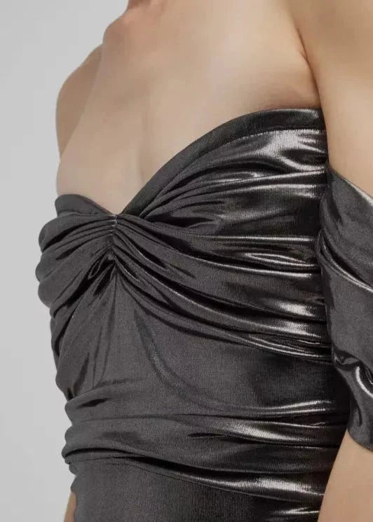 Metallized Draped Dress