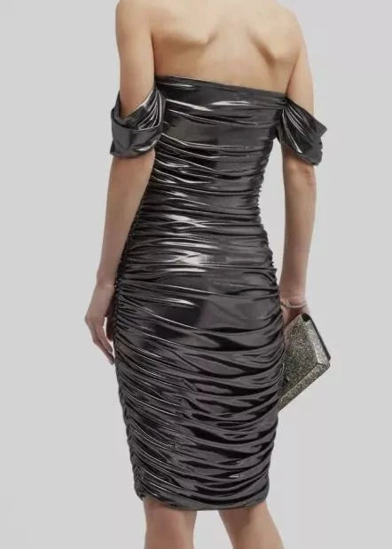 Metallized Draped Dress