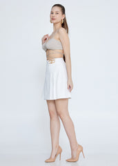 Gaiia Crop Top With Skirt Co-Ord Set - White