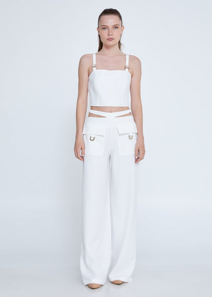 Gaiia Crop Top With Skirt Co-Ord Set - White