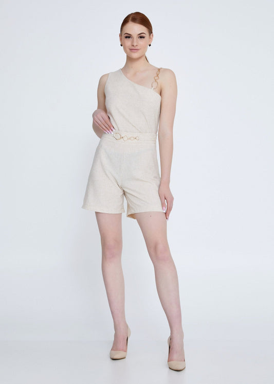 Gaiia Belted Twill Co-Ord Set - Cream