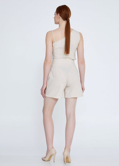 Gaiia Belted Twill Co-Ord Set - Cream