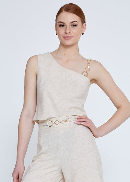 Gaiia Belted Twill Co-Ord Set - Cream