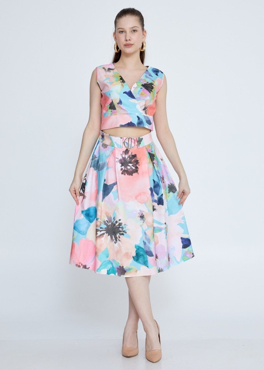 Gaiia Multi - Colored Floral Skirt - GAIIA