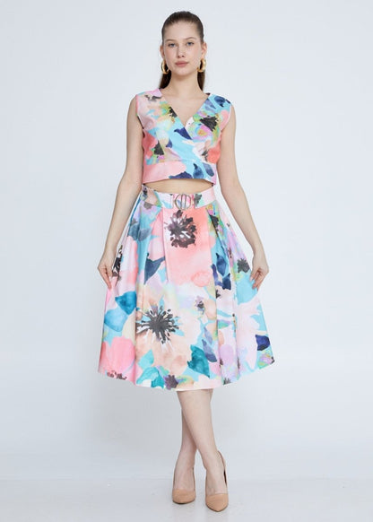 Gaiia Multi - Colored Floral Skirt - GAIIA