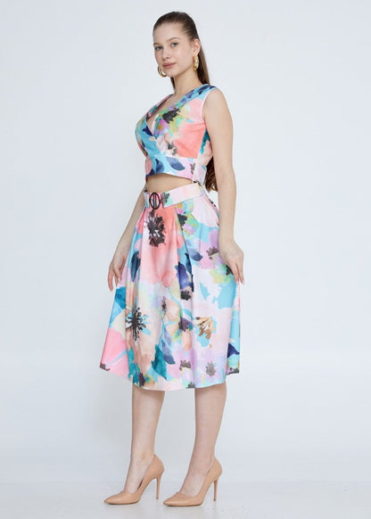 Gaiia Multi - Colored Floral Skirt - GAIIA