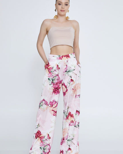 Floral Print Straight Trousers