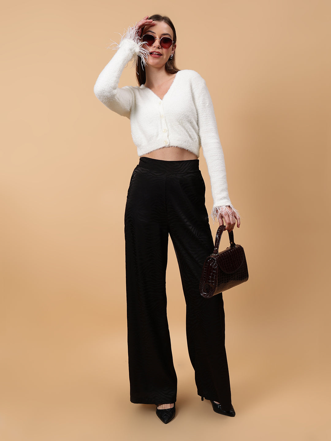 Gaiia Zebra Stripe Wide Leg Pants