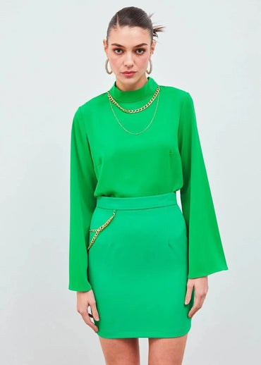 Gaiia Solid Color Chain Skirt