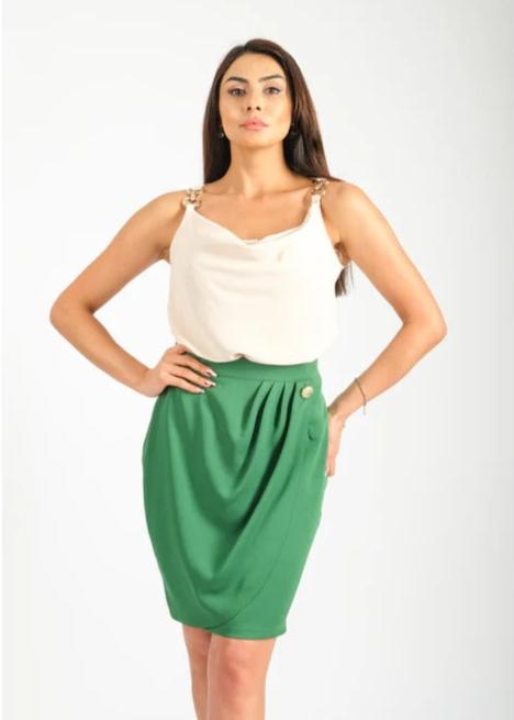 Gaiia Pleated Skirt With Button