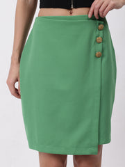 Solid Three Button Skirt