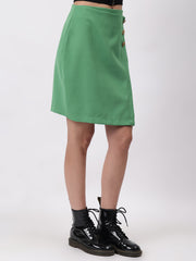 Solid Three Button Skirt