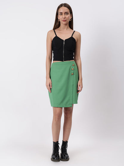 Gaiia Solid Three Button Skirt