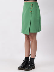 Solid Three Button Skirt