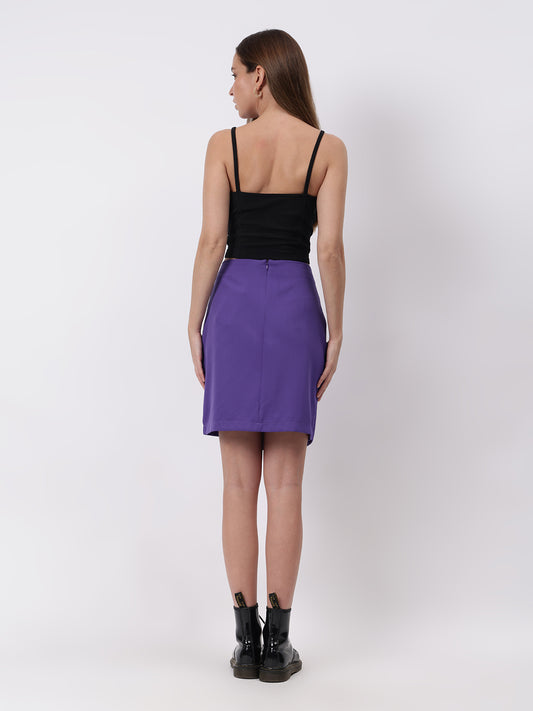 Solid Three Button Skirt