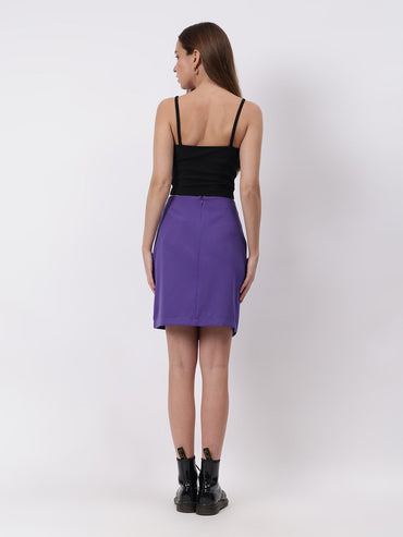 Gaiia Solid Three Button Skirt